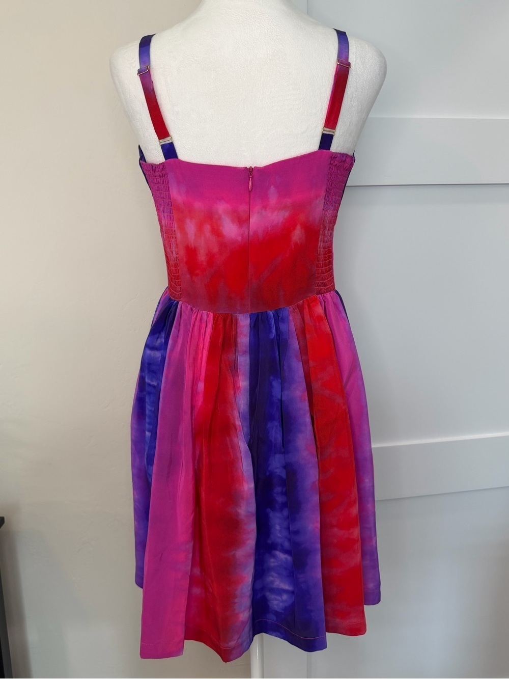 Amanda Uprichard Hot Pink and Purple Silk Fit and Flare Fairycore Mini Dress - Picture 3 of 12
